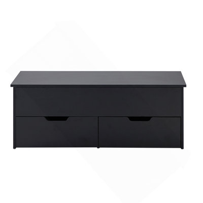 Table basse à plateau relevable avec tables centrales de rangement, compartiment caché et 2 tiroirs