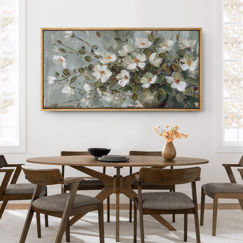 Flower Blossom Elegant Floral Serene Blossom, H 30 po x l 60 po, Naturel