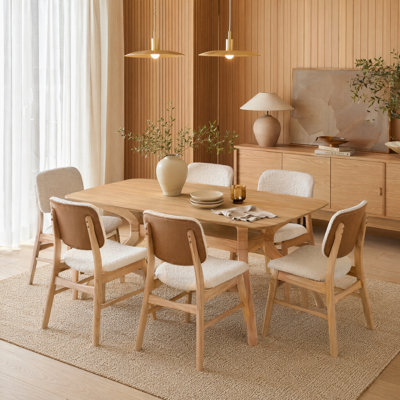 5-Piece Wood Dining Set with Upholstered Chairs
