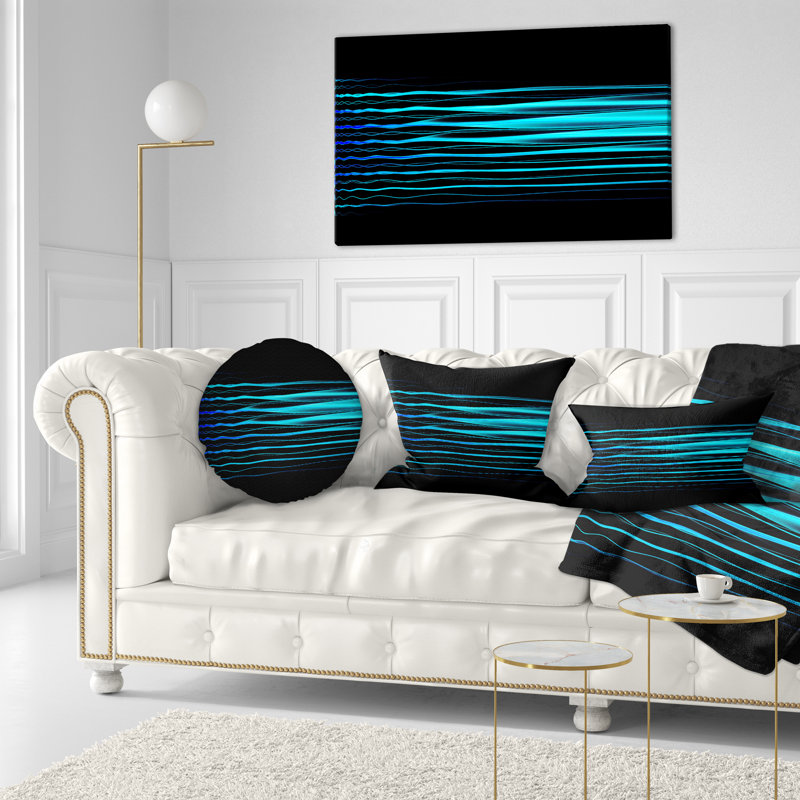 Flammes bleues fractales sur fond noir - imprimé abstrait