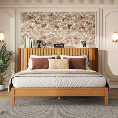 Josue Wooden Bed With Slat Headboard & 3-Tier Side Storage by Lark Manor