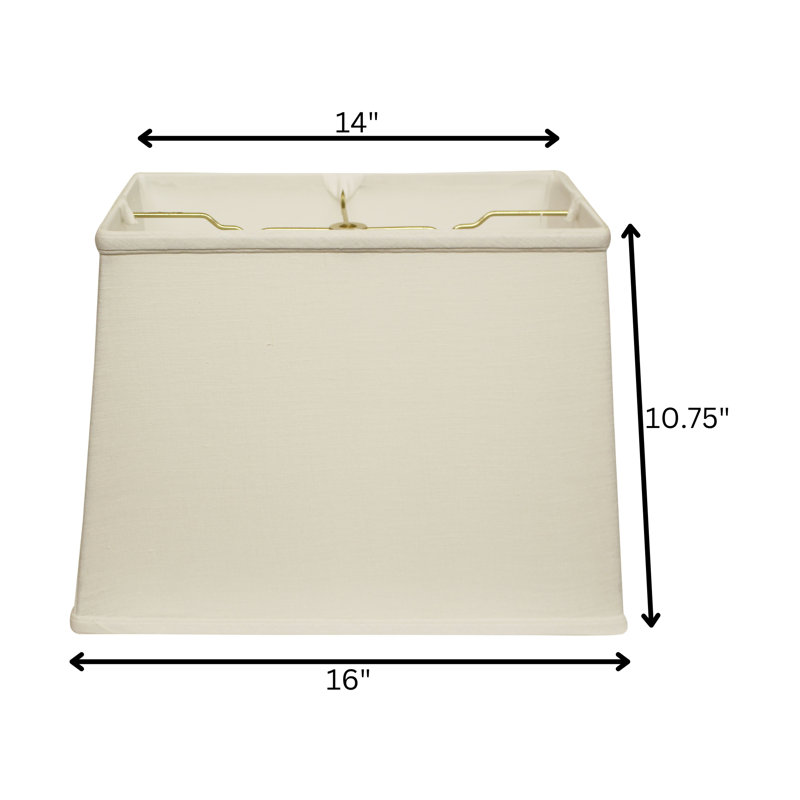 Retro Rectangle Softback Fabric Lampshade with Washer Fitter for Table Lamps, 10.75" H x 16" W x 10" D, White