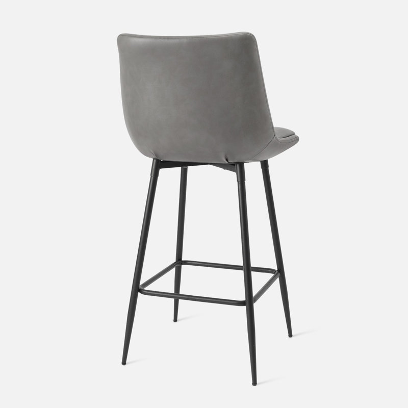 PU Leather Upholstered Counter & Bar Stool Set of 3, Gray