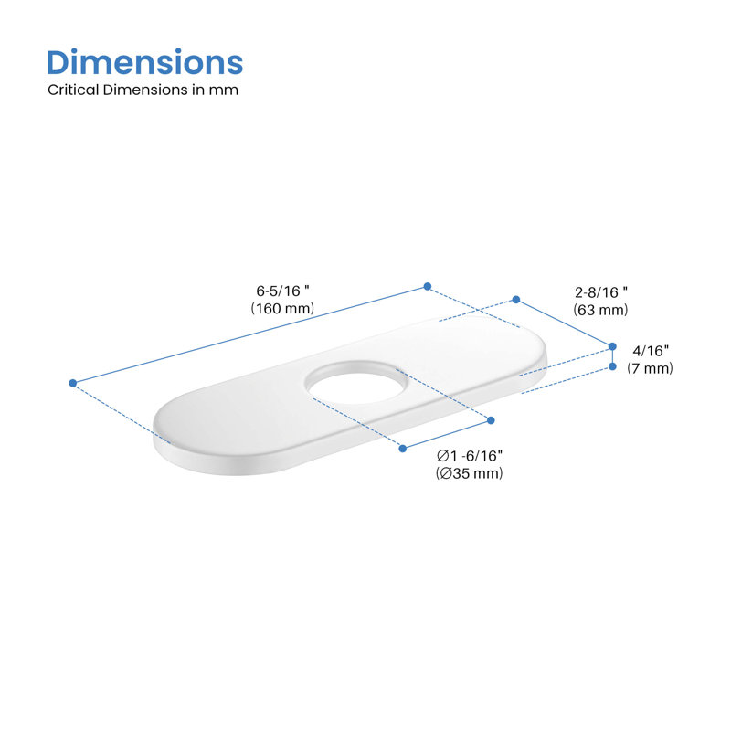 Couvercle de trou de robinet de salle de bain 6 po, Blanc mat