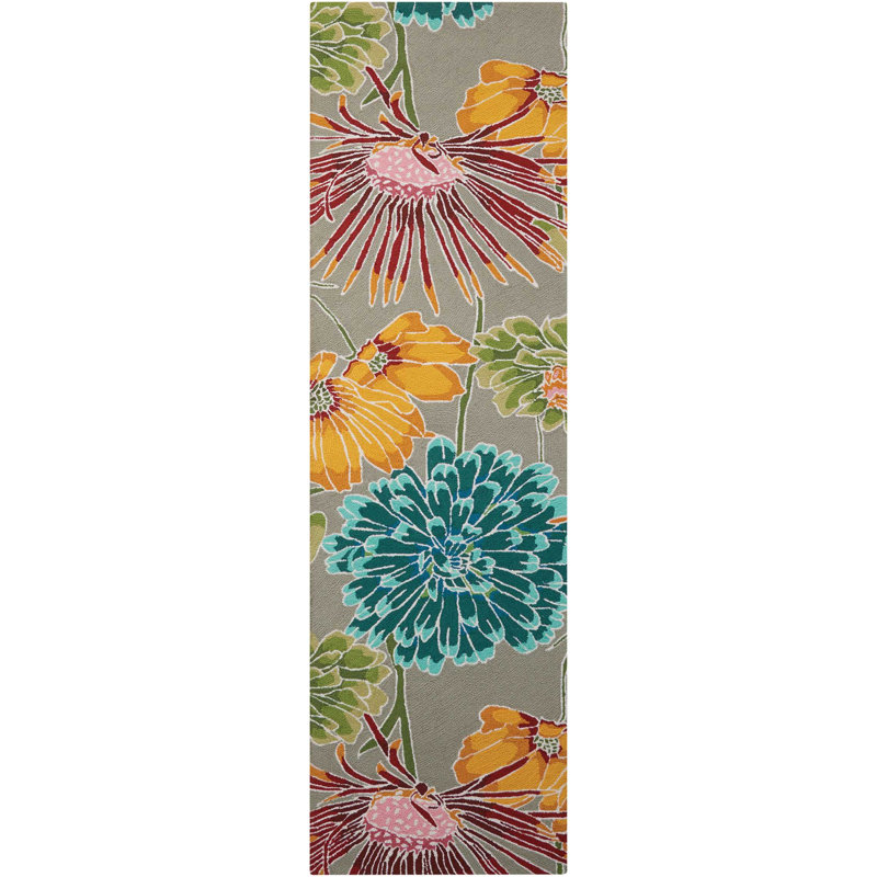 Tapis gris contemporain Karyn, Tapis de couloir 2 pi 3 po x 8 pi