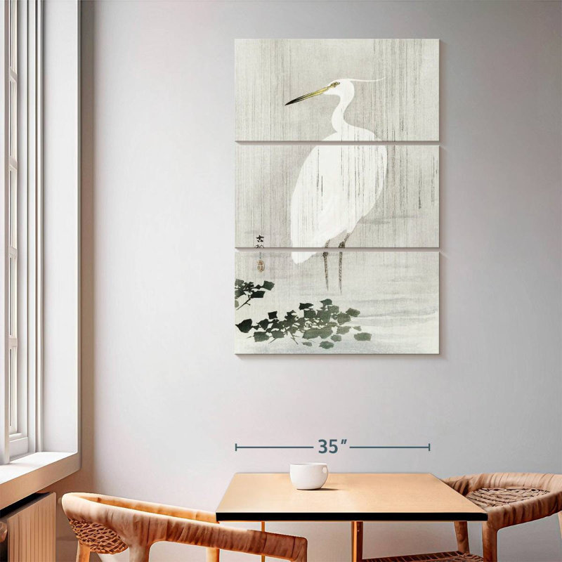 Brampt Egret In Rain, 65" H x 42" W
