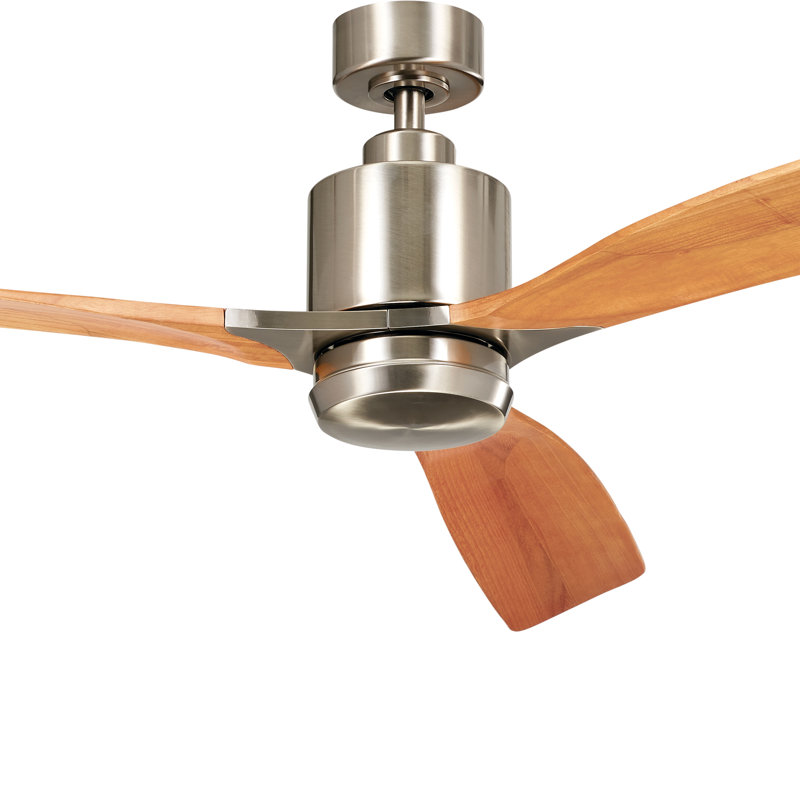 Ridley 60'' Ceiling Fan with LED Lights, Brushed Stainless Steel/Light Brown