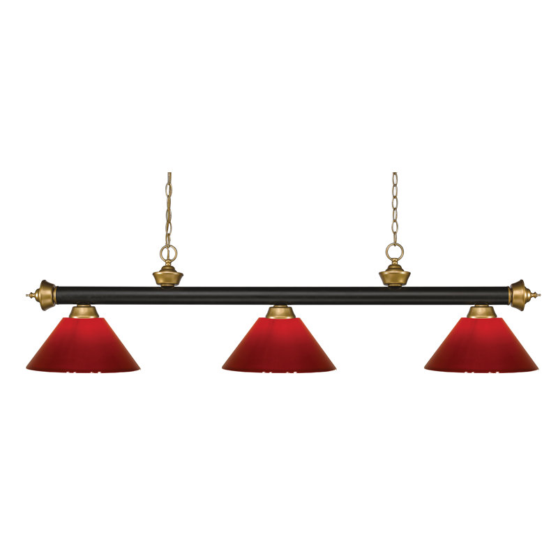 Chevelle 3 - Light Pool Table Lights Pendant, 14.25" H x 57" W x 14" D, Red, Matte Black