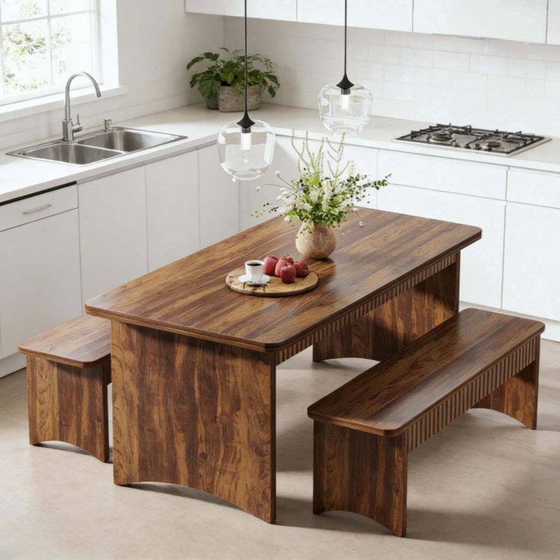 Farmhous Style Kitchen Table,3-Piece Dining Table,Computer Desk