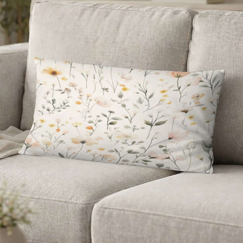 Coussin décoratif à motif floral Boho, H 12 po x l 20 po