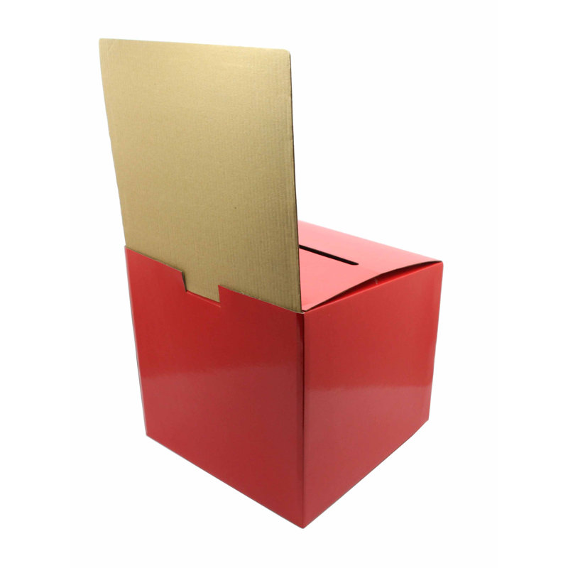 Boîte de bout en carton pour petit tirage au sort rouge 10PK 6 x 6 x 12 po, zone d'en-tête 6 x 6 po