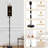  68.5" Standing Floor Lamp Art Deco Fan Gold Botanical Motifs Black Dimmable Metal Pole Lamp with Linen Lampshade LED Bulb Included