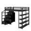Full Size Metal Loft Bed With Shelves And Wardrobe