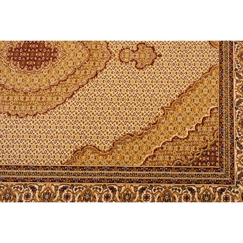 Rug Branch Faris 7' x 7' (6'6" x 6'6") Beige/Cream Persian Medallion Indoor Round Area Rug, Traditional, Low Pile, Stain-Resistant Carpet - Living Room, Bedroom, Dining Room, and Kitchen