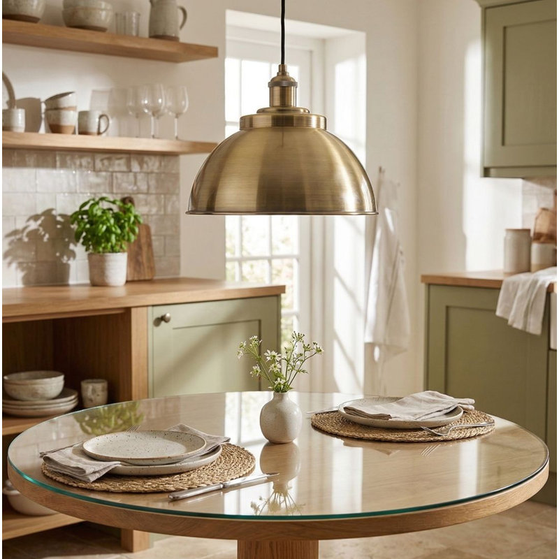 1 - Light Dome Pendant, Antique Brass