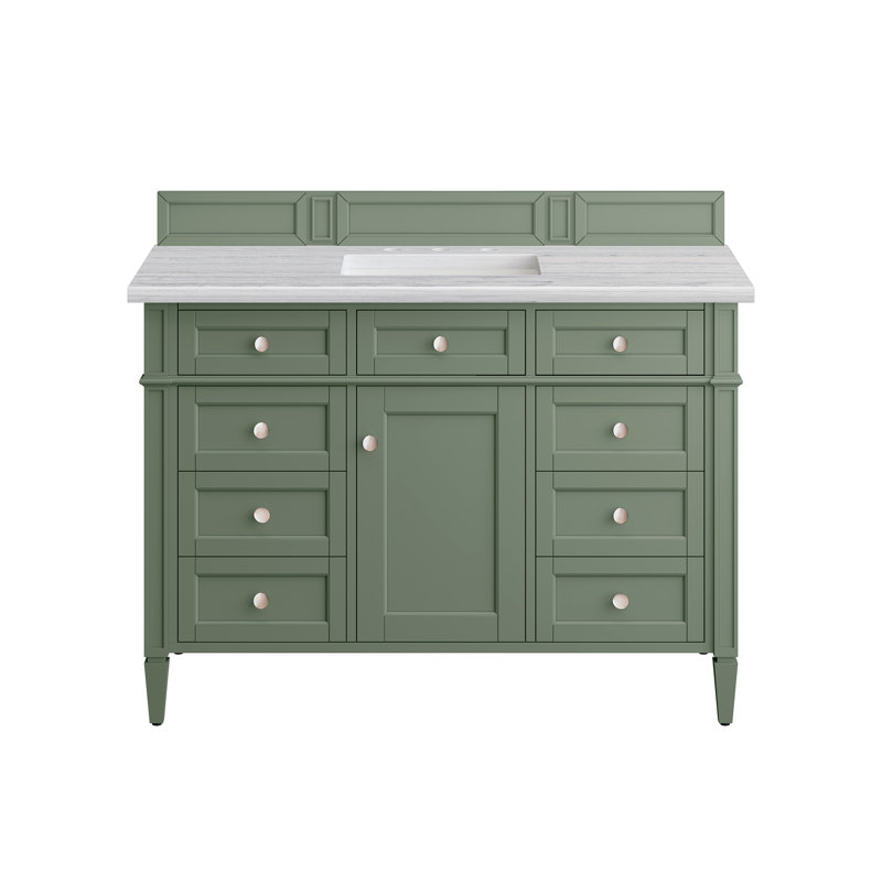 Brittany 48'' W Single Vanity, White Zeus, Smokey Celadon, 8" Widespread
