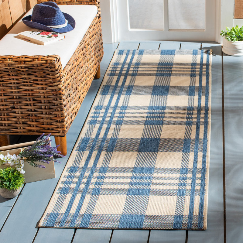 Debriana Performance Plaid Indoor/Outdoor Area Rug, Rectangle 6'7" x 9'6"