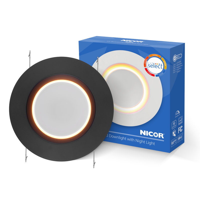 Luminaire à DEL noir sélectionnable de 5 po / 6 po avec fonction veilleuse