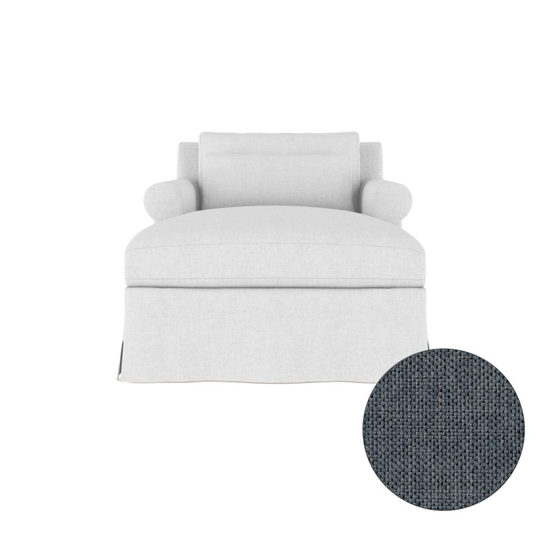 Ludlow Chaise Lounge, Plush Velvet Silver Streak, Weathered