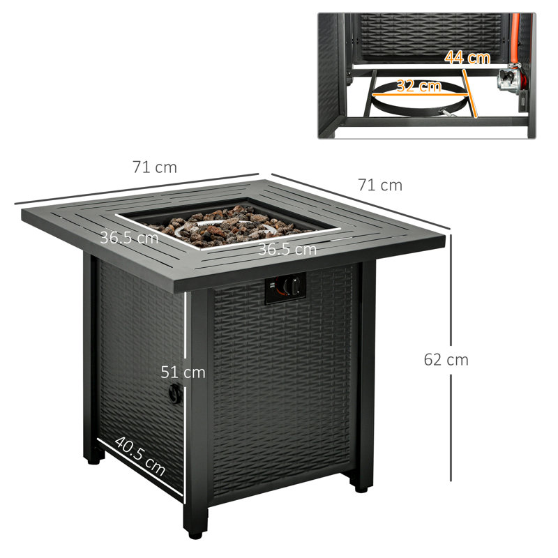 Englund Round Iron Natural Gas Smokeless Fire Pit Table with Lid