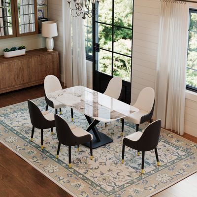 6 - Person Sintered Stone Top Pedestal Dining Set
