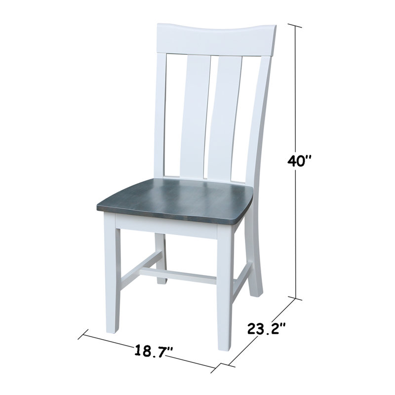  Delisca Solid Wood Slat Back Side Chair, White/Heather Gray