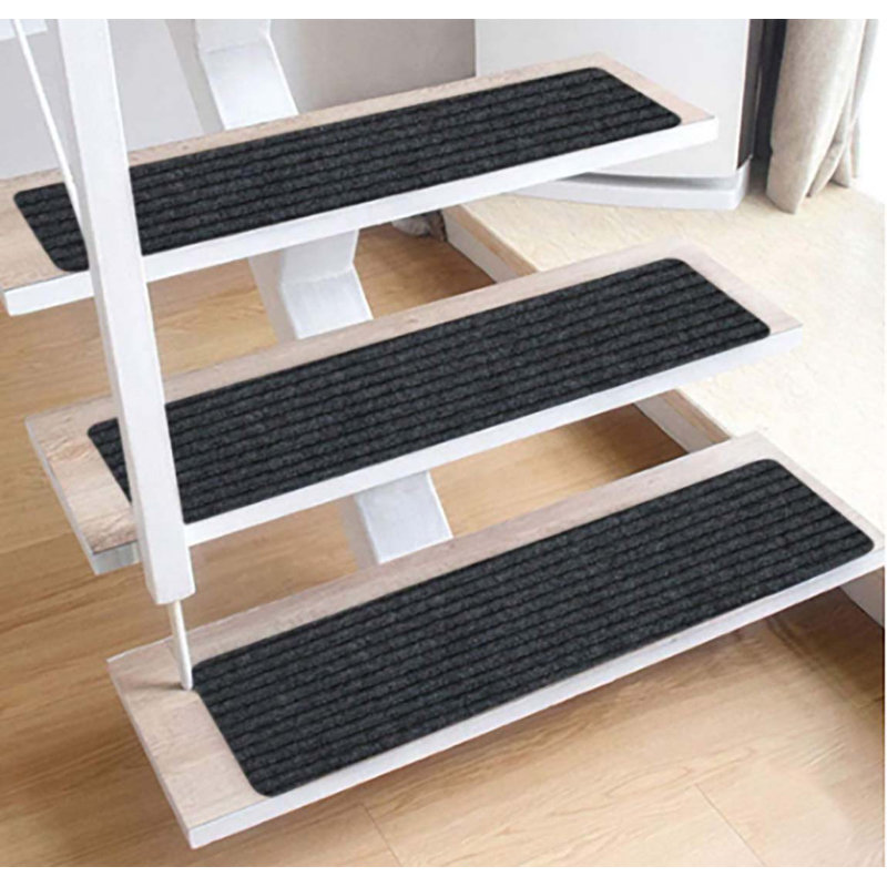 Tapis d'escalier pour marches intérieures en bois, gris