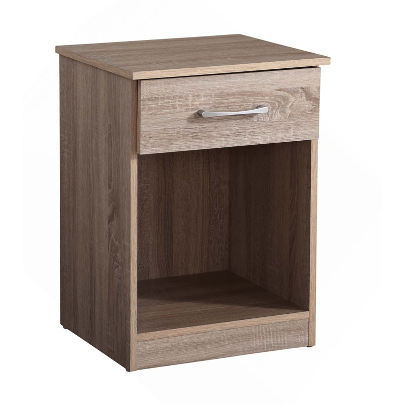Charming Casual Wooden Nightstand With 1 Storage Drawer & Open Storage, Brown