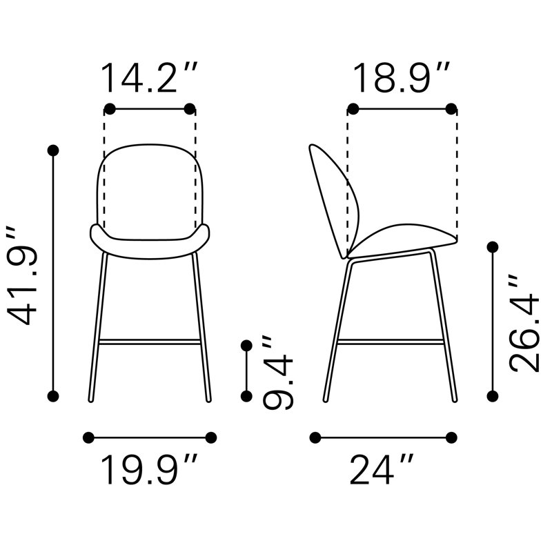 Miles Counter Stool Green, Red, Counter Stool (26.40" Seat Height)