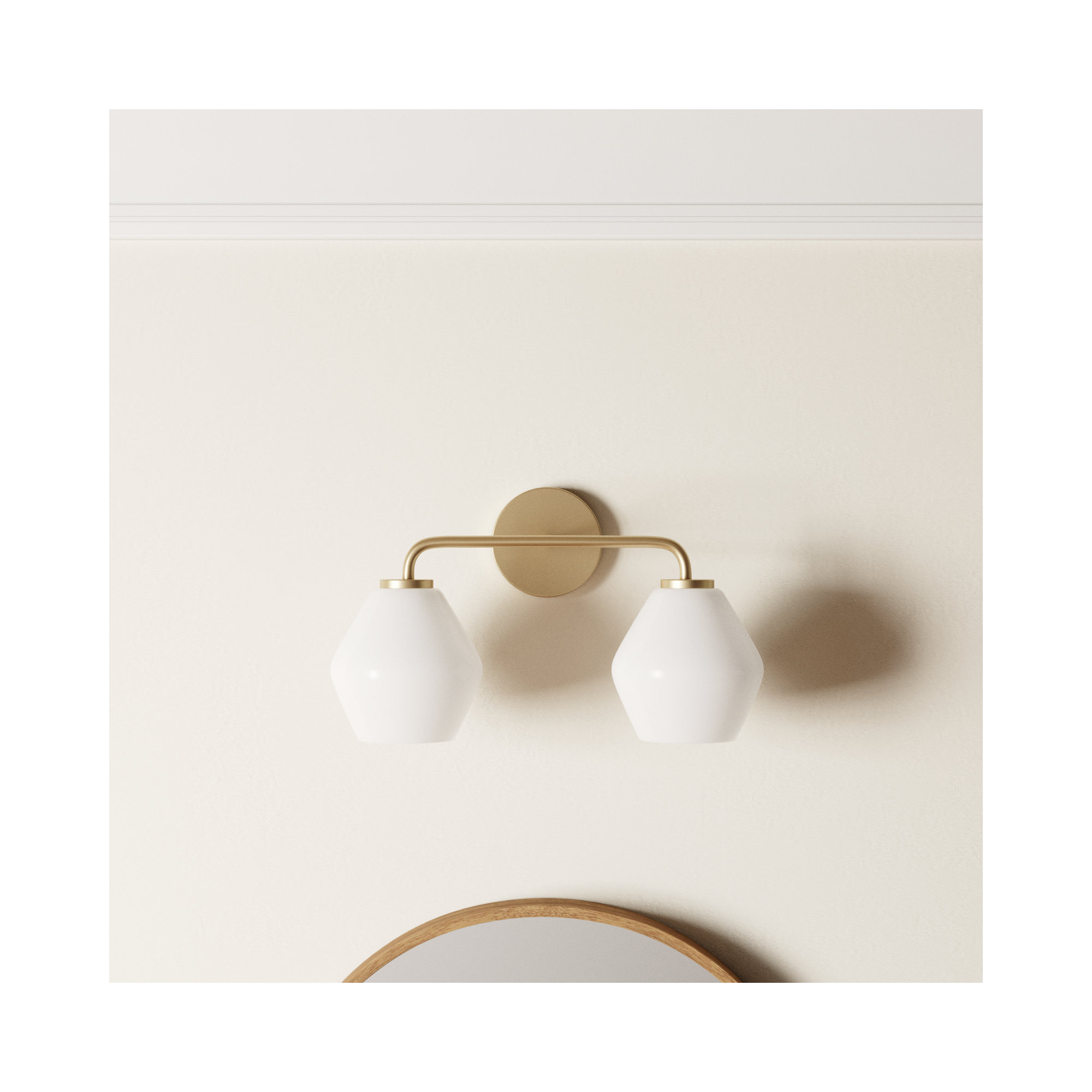 Rooks 2 - Light Dimmable Vanity Light, White, Satin Brass