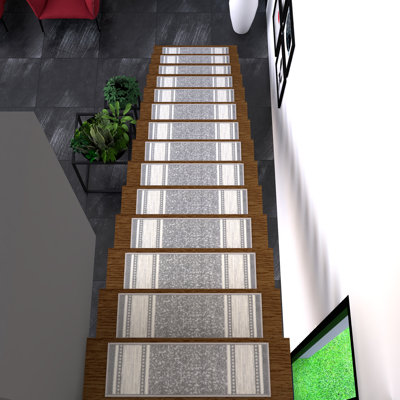 Non-Slip Rubberback Bordered Indoor Stair Treads For Wooden Steps