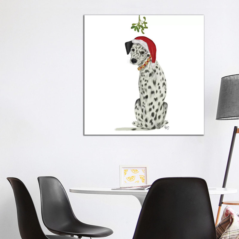 Christmas Des - Dalmatian Mistletoe by Fab Funky - Wrapped Canvas Gallery-Wrapped Canvas Giclée