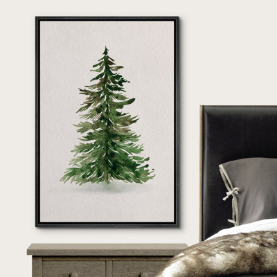 «Woodland Forest Landscape Abstract Green Pine Tree Nature», impression de salon minimaliste moderne, estampe numérique sur toile