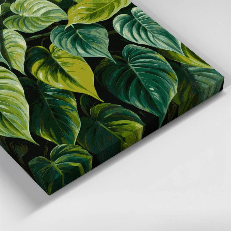 Art mural sur toile vert, Hawaiian Philodendron, H 8 po x l 10 po