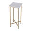 Table de bout carrée en marbre et fer vieilli 21 po blanc et or