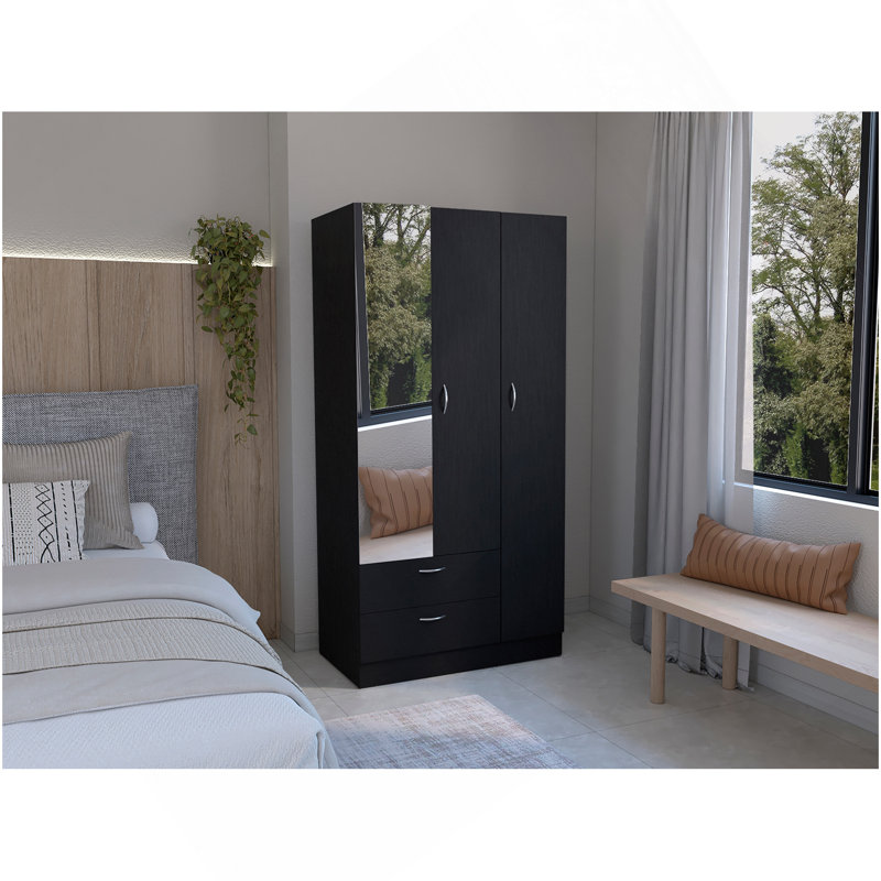 Armoire à miroir 3 portes Riverside, Noir