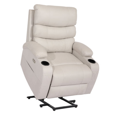 Power Lift Massage Chair with Waist Heating, Reclining Chair with USB, Side Pocket & Cup Holder