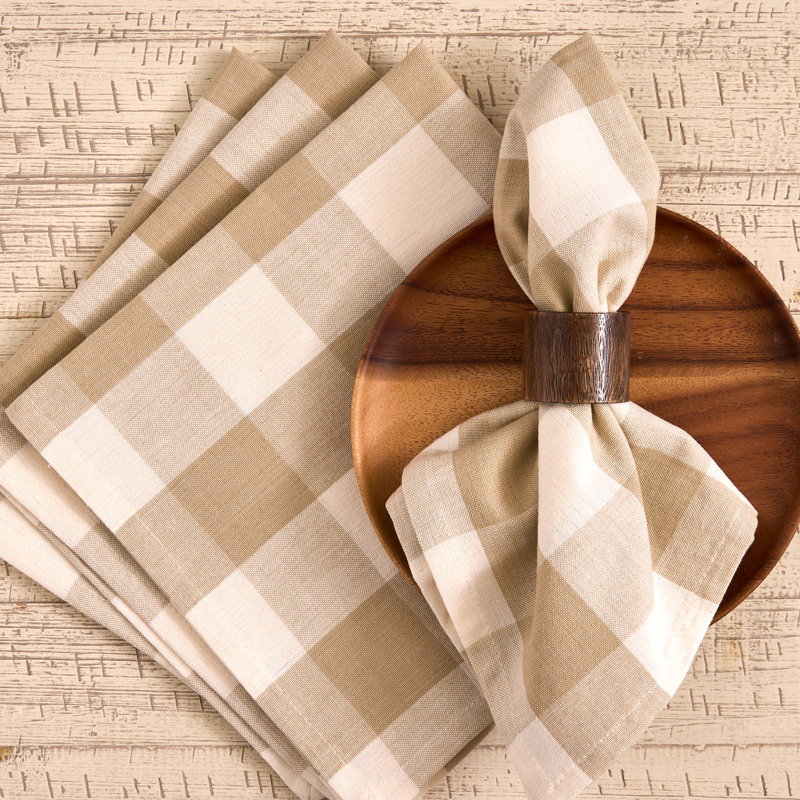 Check Napkin Set/4, Beige