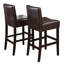 Tabouret de bar en cuir brun avec structure en bois massif (ensemble de 2)