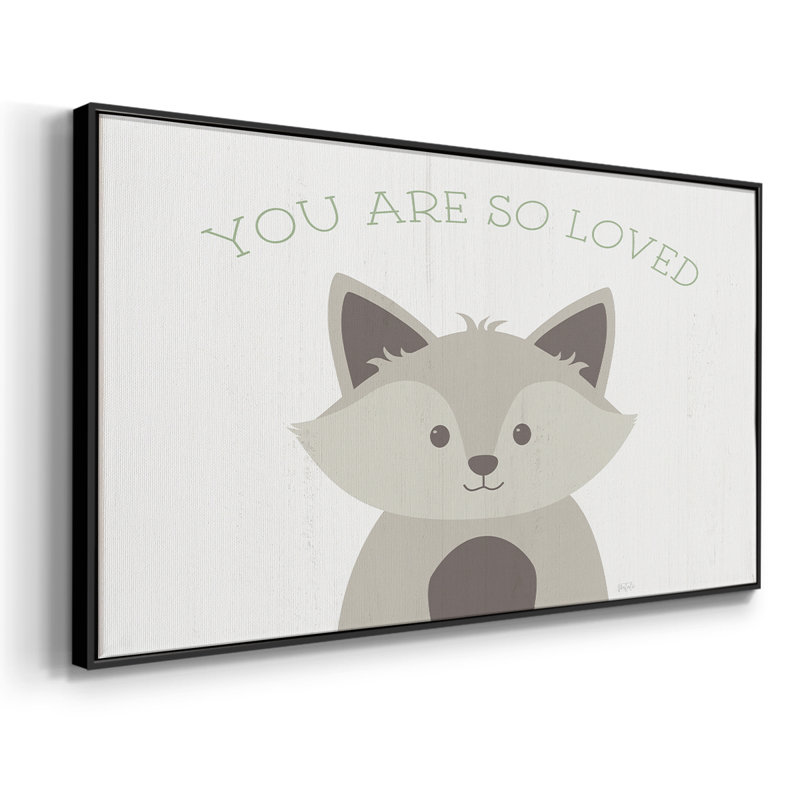 You Are So Loved Fox - Toile tendue avec châssis encadré - Prêt à être accroché, Noir, H 21 po x l 41 po