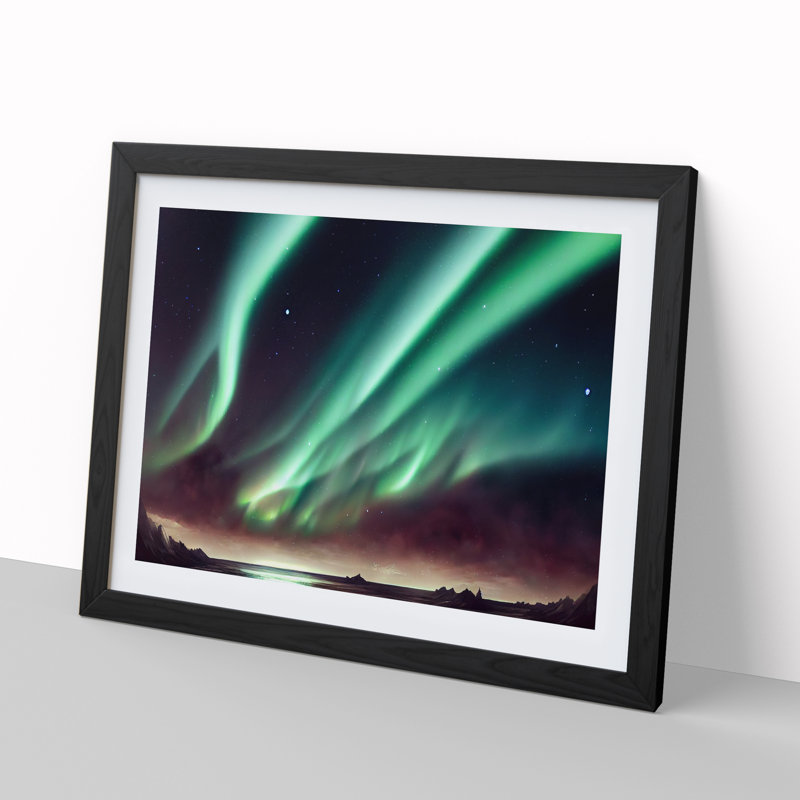 Beautiful Aurora Borealis - Single Picture Frame Print, 46cm H x 64cm W x 2cm D, Black Framed