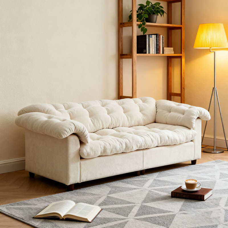 Canapé rembourré moelleux 94,8 po, Beige