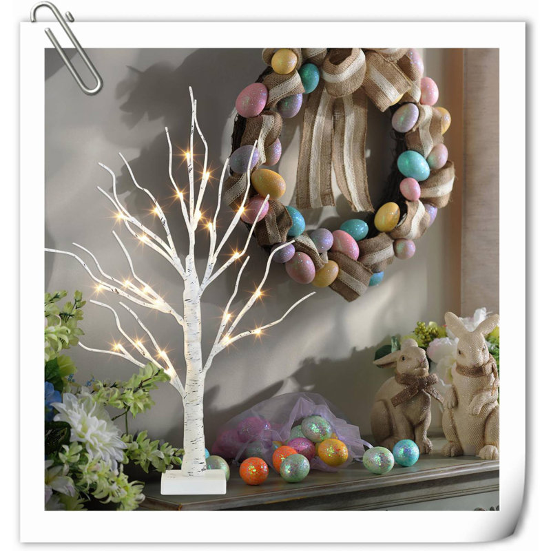 Artificial Tree For Table Decor, 2FT Birch Tree With LED Lights, Warm White Fairy Lights Spirit Tree Lamp For Home Indoor Tabletop Centerpiece, Battery Powered, Timer