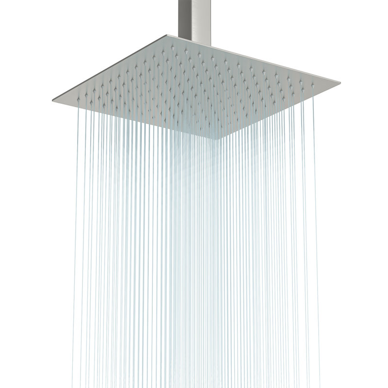 10 Inch Square Rain Shower Head 1.8 GPM High Pressure Shower Head Stainless Steel Shower Head, Brushed Nickel