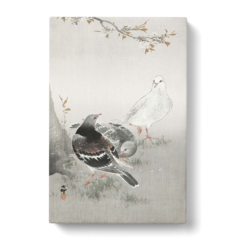 Three Pigeons by Ohara Koson - Wrapped Canvas Painting, 76cm H x 50cm W x 3cm D
