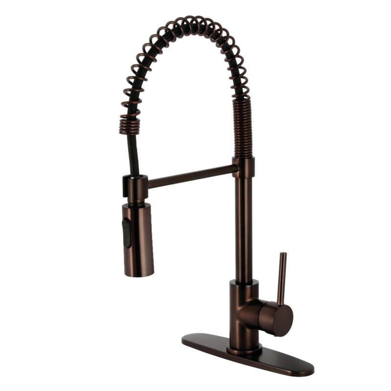 Kingston Brass Concord Single-Handle 1-Hole Deck Mount Pre-Rinse Kitchen Faucet, Oil Rubbed Bronze