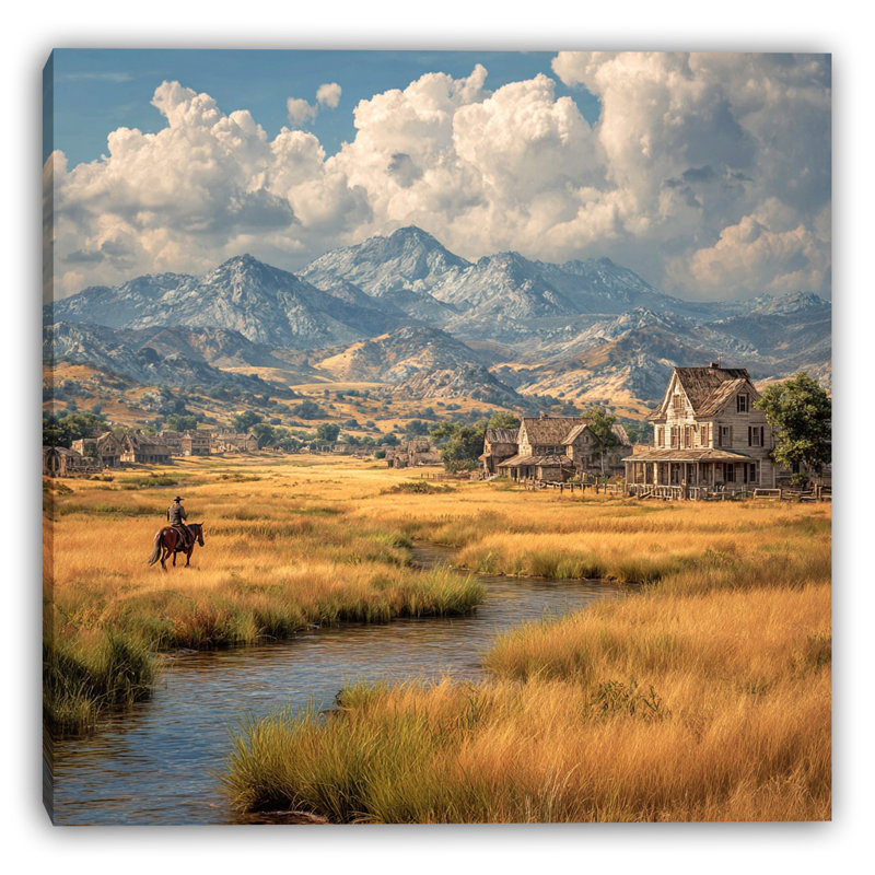 «Western Frontier Village», art mural sur toile tendue