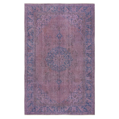 Tapis turc fait à la main de couleur mauve 5,6 x 8,8 pi pour intérieurs modernes