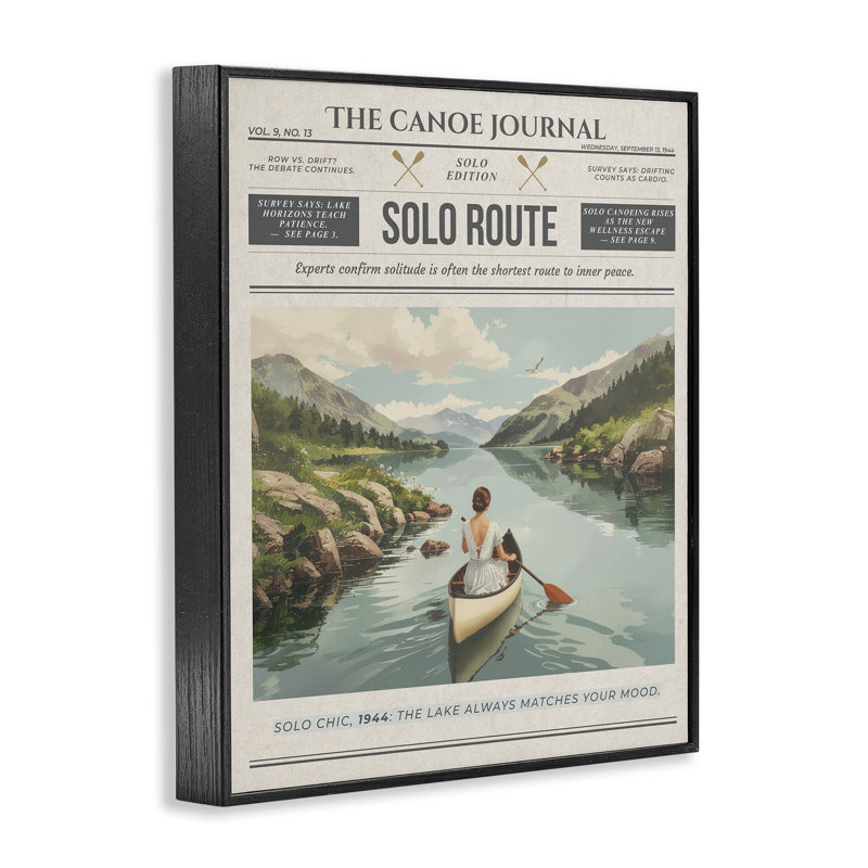 «Canoe Journal», estampe numérique conçue par A Barefoot Stylist, Giclée encadrée noir minuit, H 20 po x l 16 po