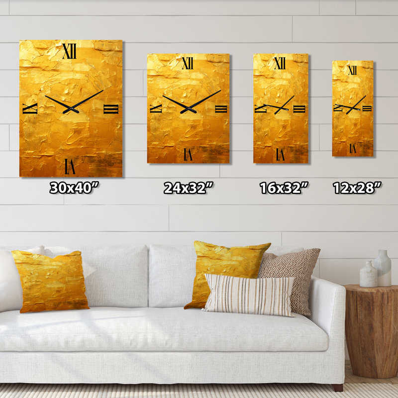 Ancienne opulence antique rétro or abstrait II - Peinture abstraite horloge murale surdimensionnée, Moyen
